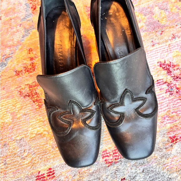 Freda Salvador Western Black Leather Mule Pumps - Picture 4 of 8